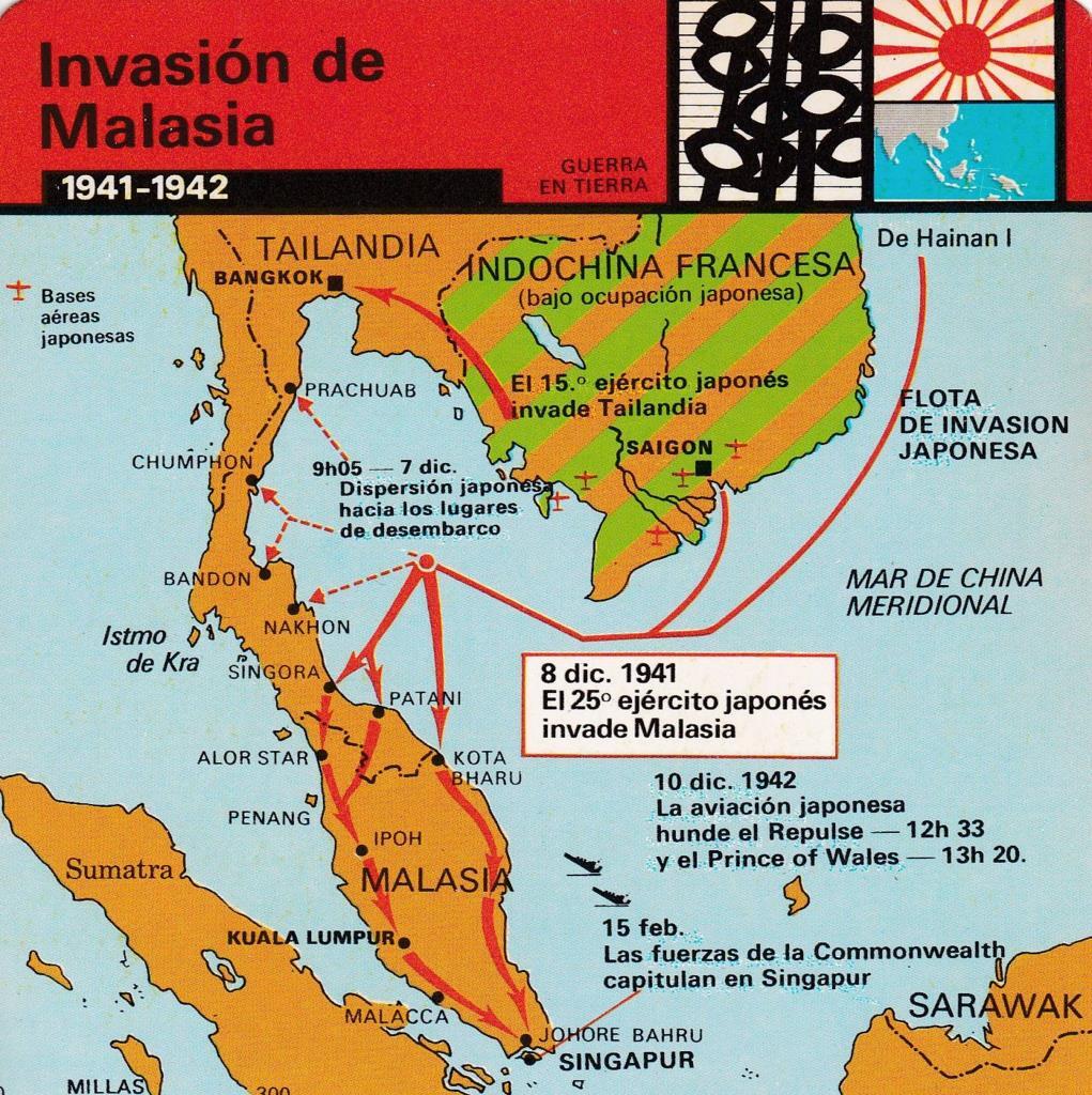 FICHA GUERRA EN TIERRA: INVASION DE MALASIA. 1941-1942