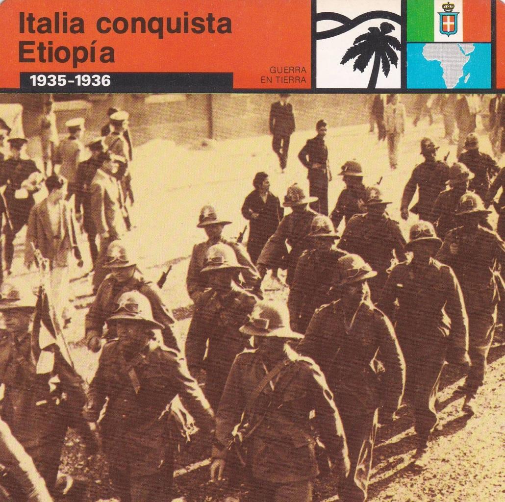 FICHA GUERRA EN TIERRA: ITALIA CONQUISTA ETIOPIA. 1935-1936