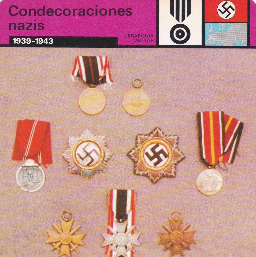 FICHA JERARQUIA MILITAR: CONDECORACIONES NAZIS. 1939-1943