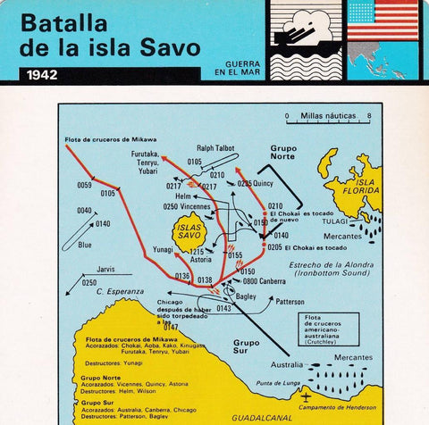 FICHA GUERRA EN EL MAR: BATALLA DE LA ISLA SAVO. 1942