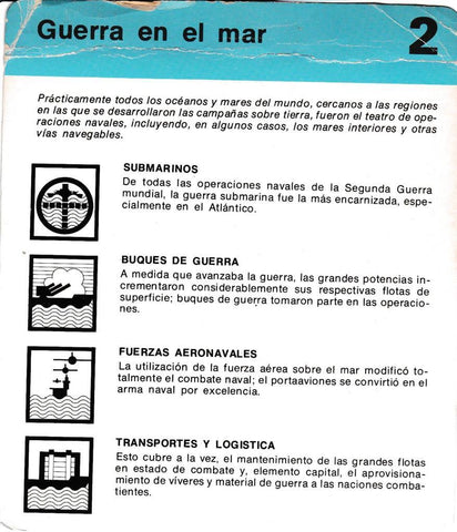 FICHA GUERRA EN EL MAR; SUBMARINOS; BUQUES DE GUERRA; FUERZAS AERONAVALES; TRANSPORTES Y LOGISTICA; OPERACIONES ANFIBIAS; ESTADOS MAYORES Y ORGANIZACIÓN.