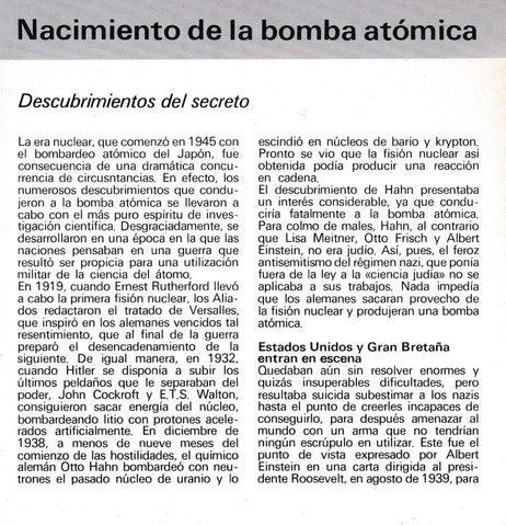 CRONOLOGIA: NACIMIENTO DE LA BOMBA ATOMICA. TRIPTICO