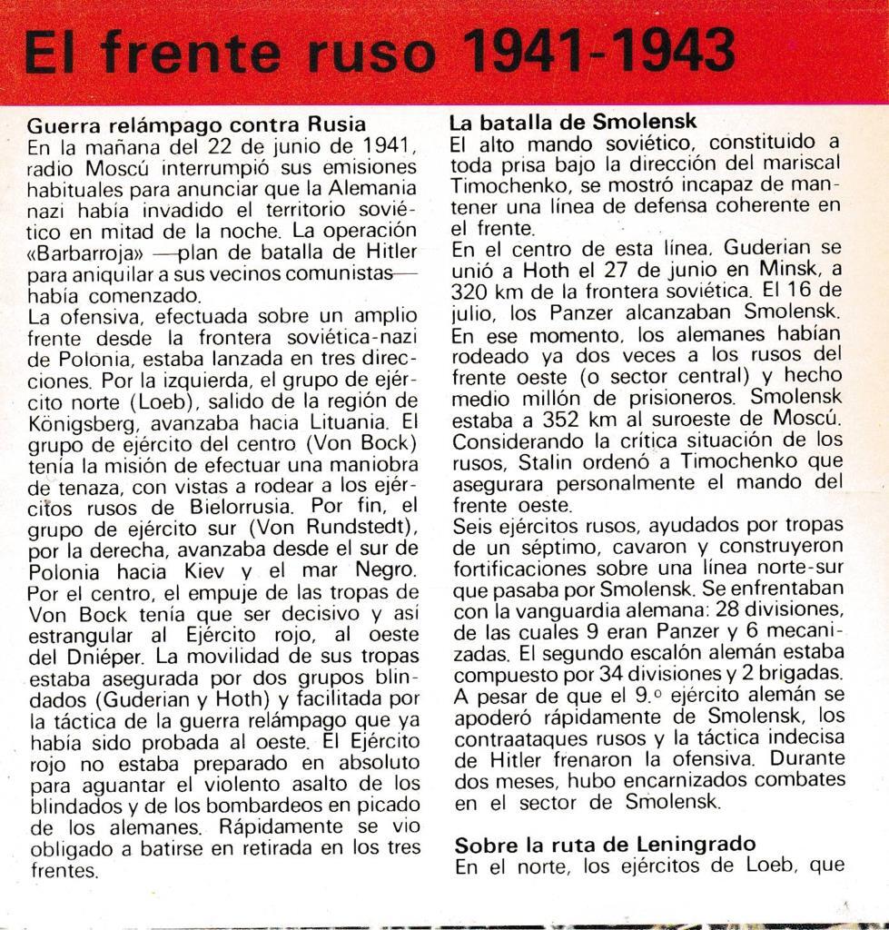 CRONOLOGIA: EL FRENTE RUSO 1941-1943. TRIPTICO