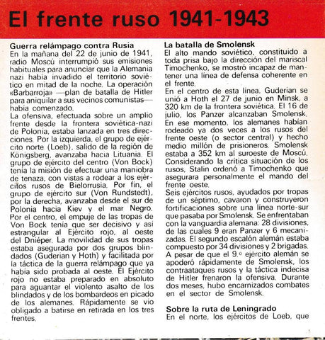 CRONOLOGIA: EL FRENTE RUSO 1941-1943. TRIPTICO