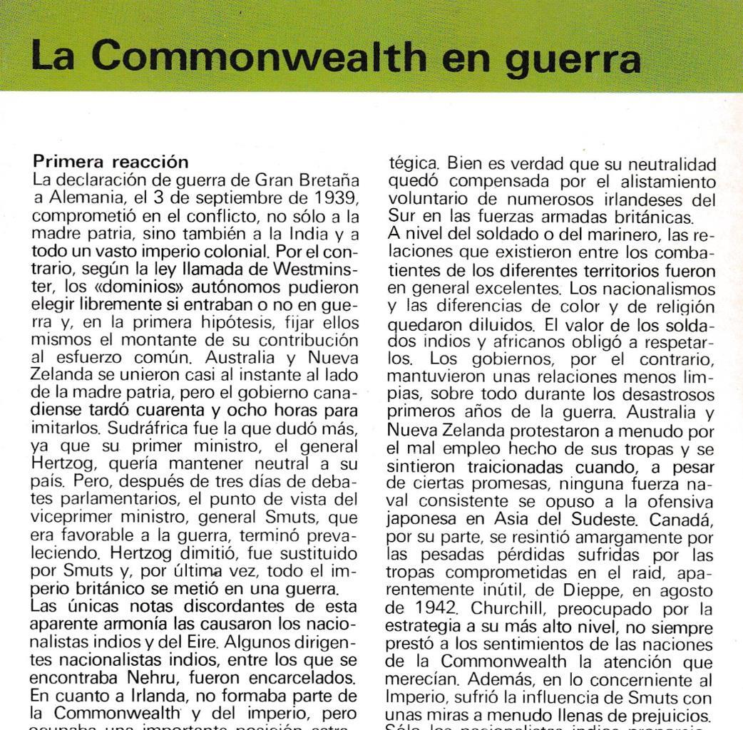 CRONOLOGIA: LA COMMONWEALTH EN GUERRA. TRIPTICO