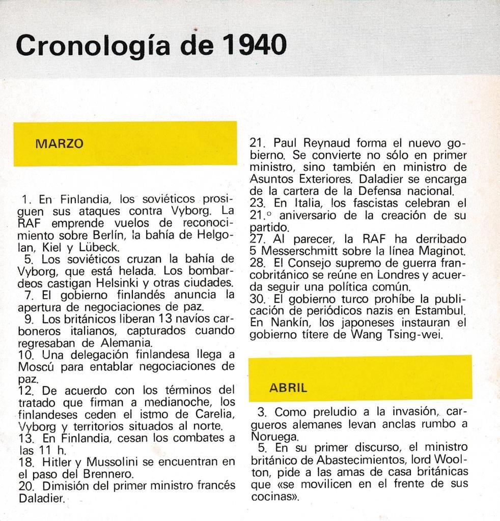 CRONOLOGIA: CRONOLOGIA DE 1940. TRIPTICO