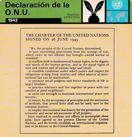 FICHA POLITICA, ESTRATEGIA: DECLARACION DE LA ONU. 1942