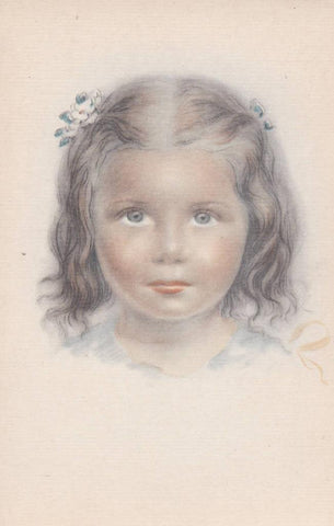 POSTAL B12211: ILUSTRACION DEL ROSTRO DE UNA NIÑA. PROBABLEMENTE EL DIA DE LA COMUNION. SIN MAS DATOS