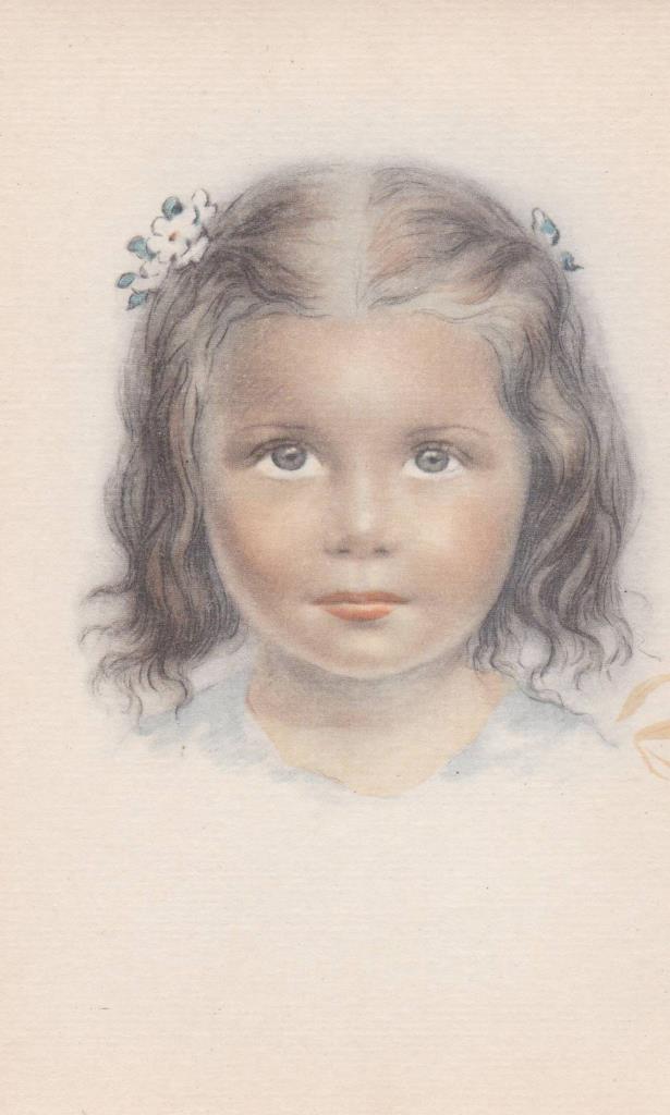POSTAL B12212: ILUSTRACION DEL ROSTRO DE UNA NIÑA. PROBABLEMENTE EL DIA DE LA COMUNION. SIN MAS DATOS
