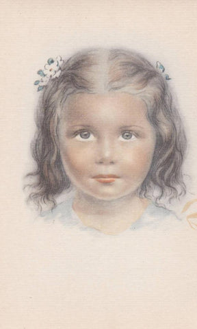 POSTAL B12212: ILUSTRACION DEL ROSTRO DE UNA NIÑA. PROBABLEMENTE EL DIA DE LA COMUNION. SIN MAS DATOS
