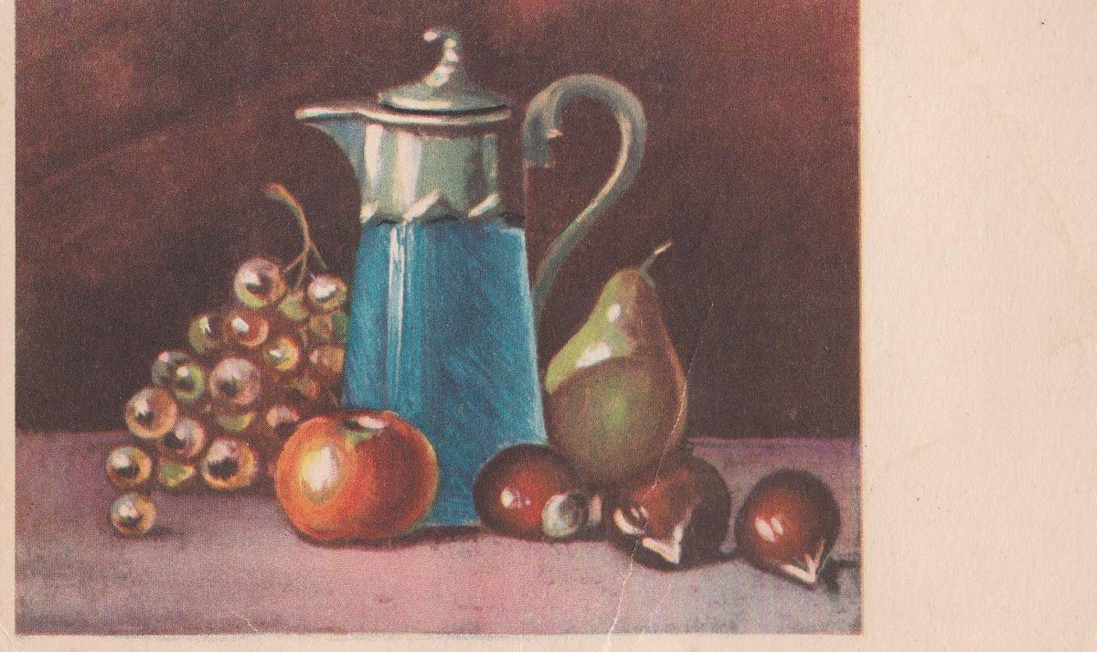 POSTAL B12220: BODEGON DE FRUTAS. DIVERSOS ASPECTOS. PINTURA AL OLEO. ANONIMO