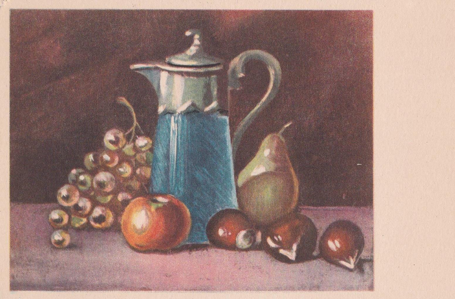 POSTAL B12217: BODEGON DE FRUTAS. DIVERSOS ASPECTOS. PINTURA AL OLEO. ANONIMO