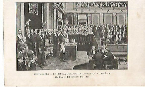 LAMINA 13798: Amadeo I de Saboya jurando la Constitucion Española en 1871