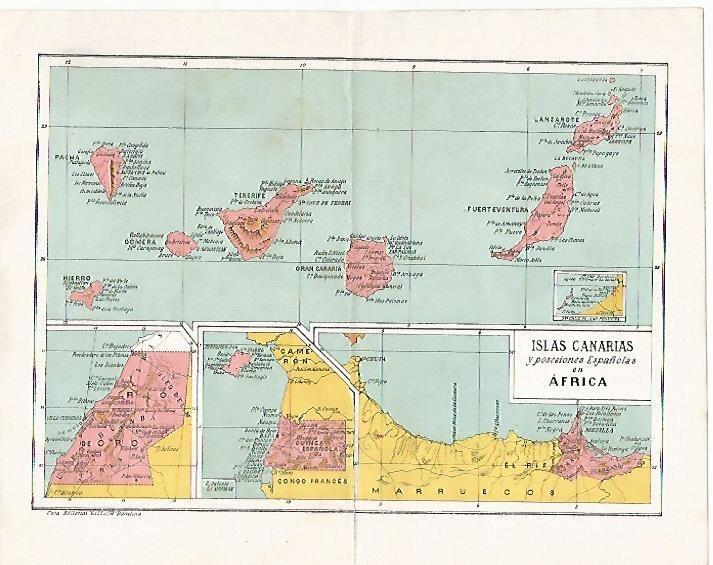 LAMINA 13742: Mapa de las Islas Canarias y posesiones en Africa