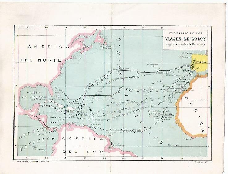 LAMINA 13745: Mapa del itinirario de los viajes de Colon