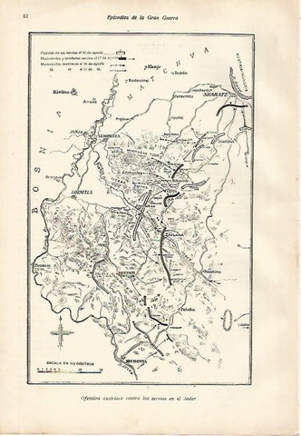 LAMINA 13635: Mapa de la ofensiva austriaca contra los serbios en el Jadar