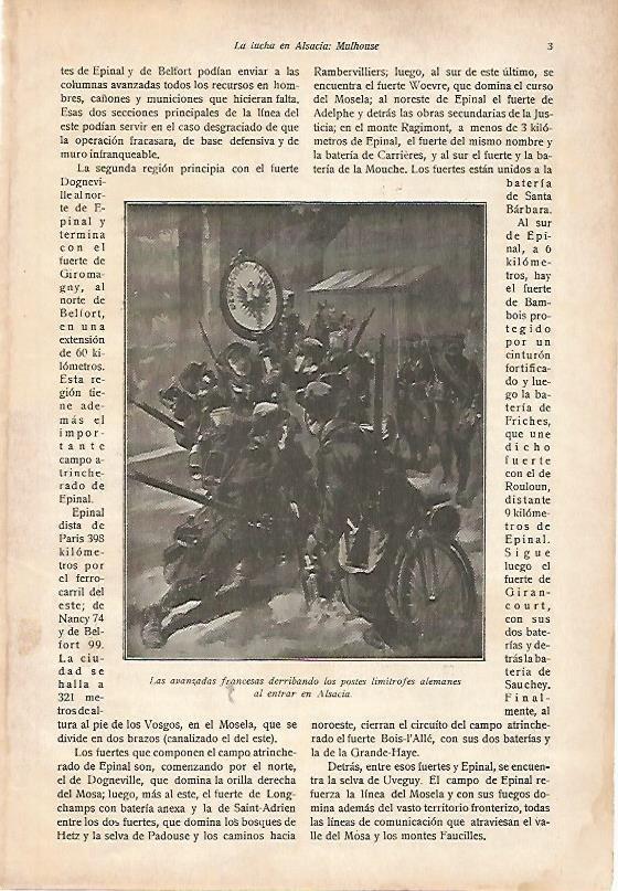 LAMINA 13615: Soldados franceses derribando los postes alemanes en Alsacia
