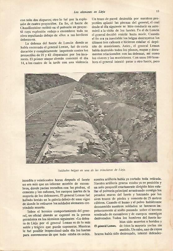 LAMINA 13585: Soldados de Belgica en las trincheras de Lieja