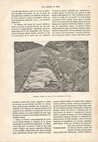 LAMINA 13585: Soldados de Belgica en las trincheras de Lieja