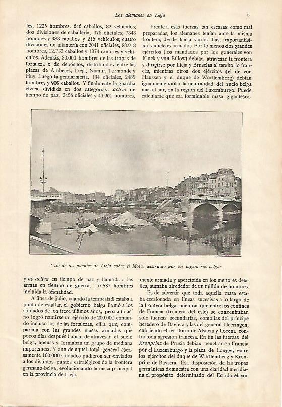 LAMINA 13581: Puente de Lieja destruido por los belgas