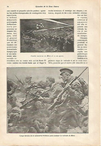 LAMINA 13611: Bataña nocturna en Mons el 23 de agosto de 1915 y carga britanica