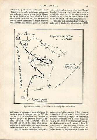 LAMINA 13697: Mapa de las trayectorias del Sydney y del Emden