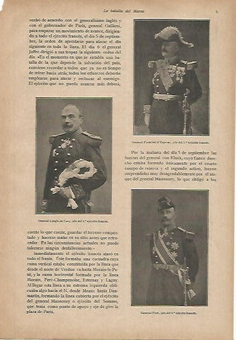 LAMINA 13720: General Francheet d'Espeeray, General Langle de Cary y General Foch