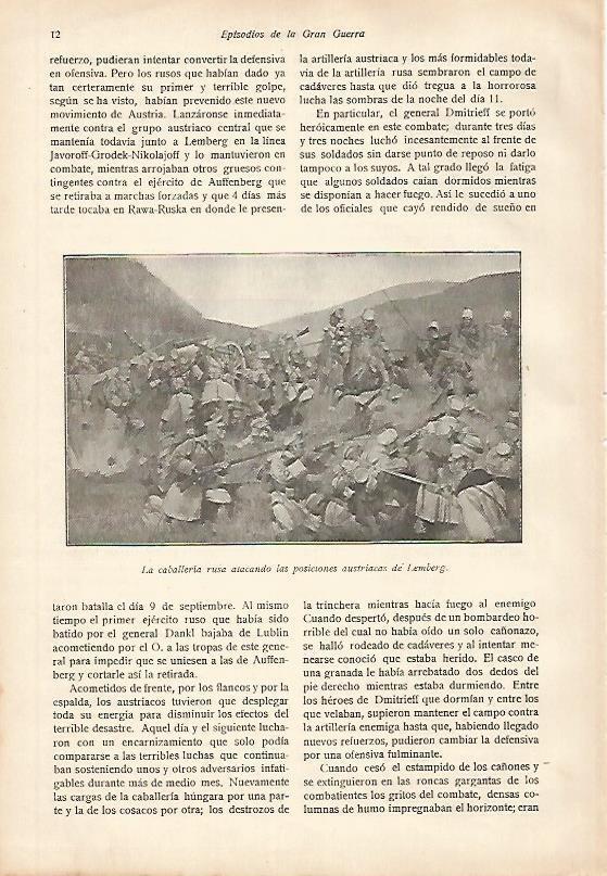 LAMINA 13662: Caballeria rusa atacando a austriacos en Lemberg