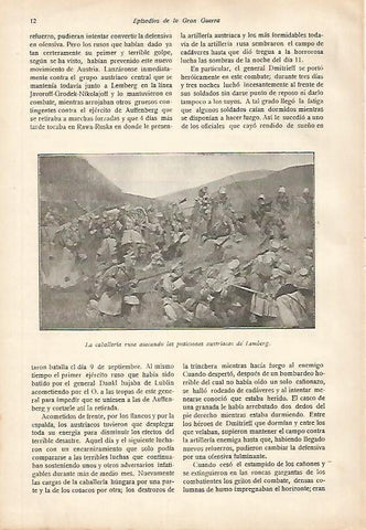 LAMINA 13662: Caballeria rusa atacando a austriacos en Lemberg