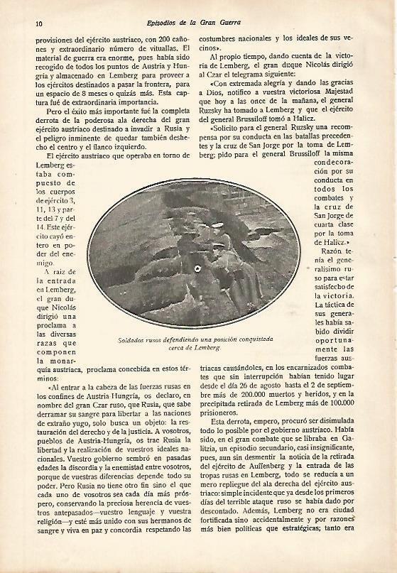 LAMINA 13661: Soldados rusos defendiendo una posicion en Lemberg