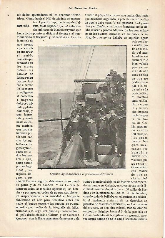 LAMINA 13695: Crucero ingles siguiendo al Emden
