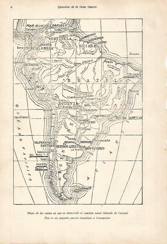 LAMINA 13686: Mapa de Combate Naval del Coronel