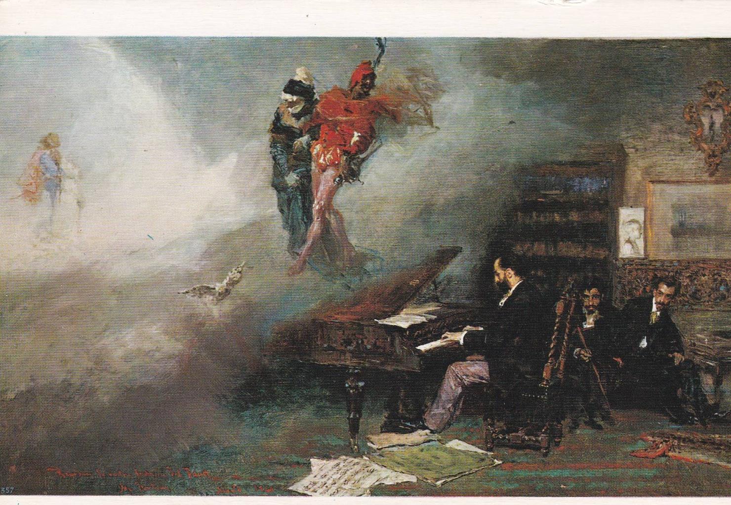 POSTAL B12307: M. FORTUNY: FANTASIA SOBRE FAUSTO. OLEO