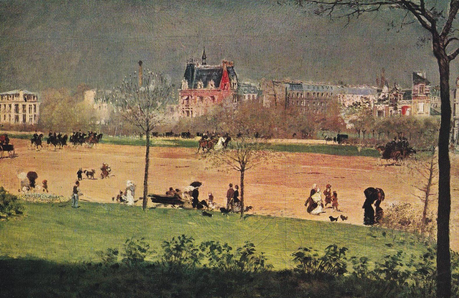 POSTAL B12270: DE NITTIS. LA AVENIDA DEL BOSQUE. OLEO