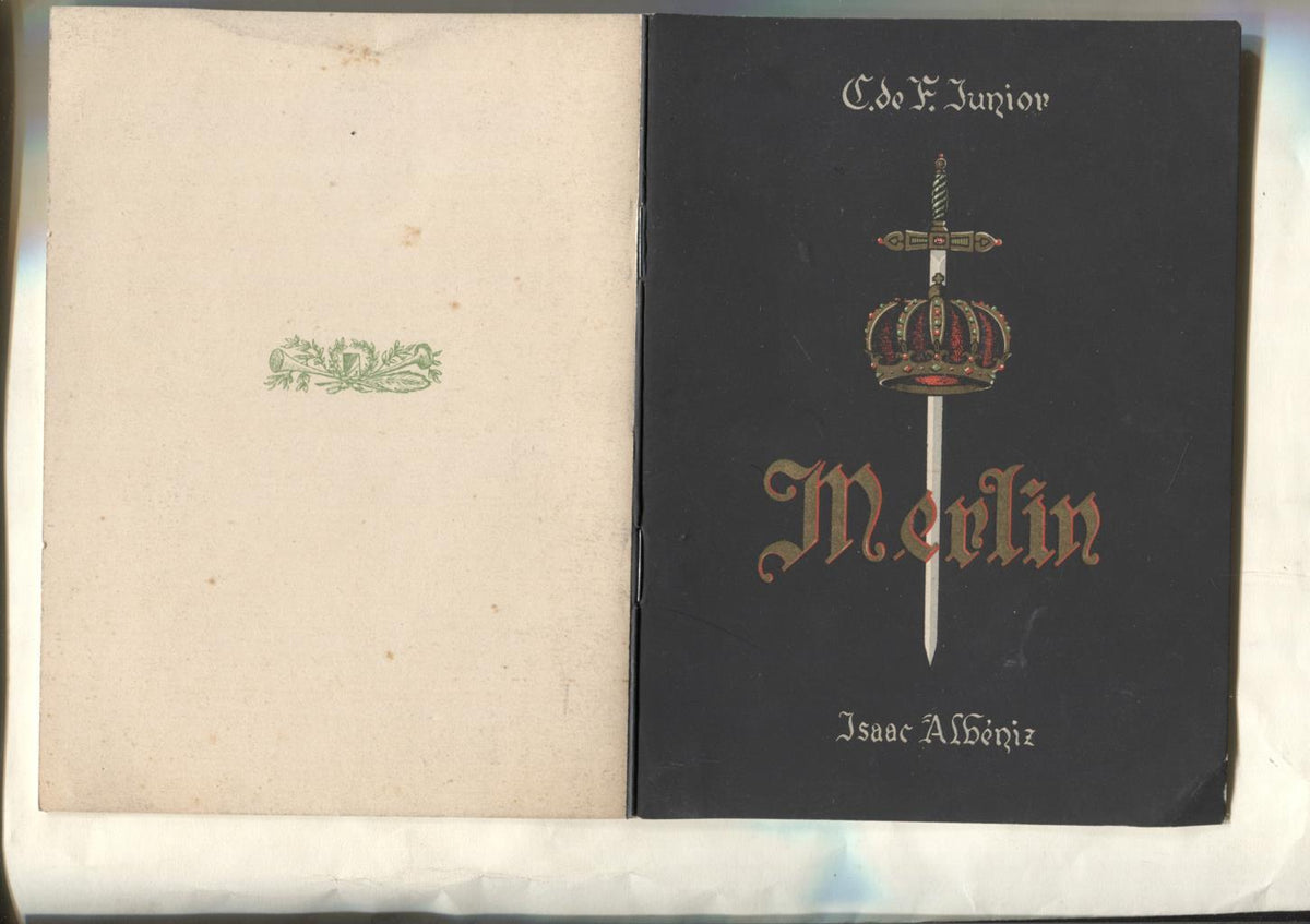 Libreto opera Merlin de Isaac Albeniz en el teatro tivoli en 1950