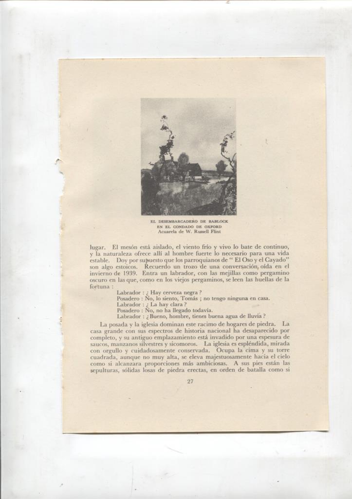 Las aldeas inglesas lamina 12: Un rincon de Clavering y El desembarcadero de Bablock