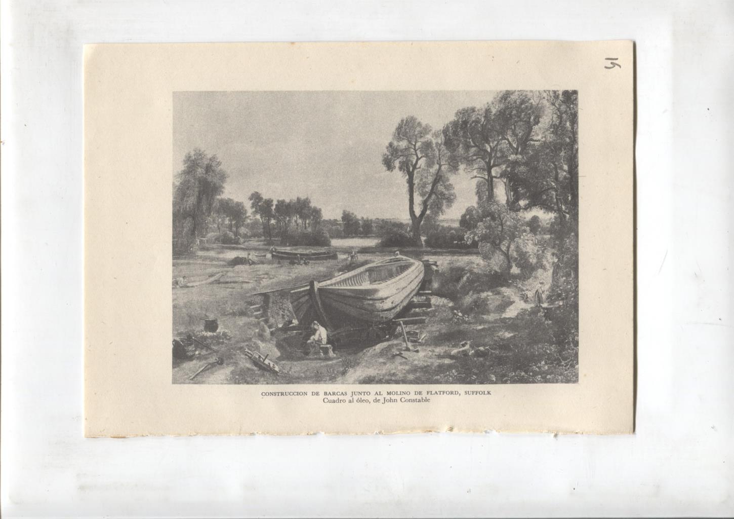 Las aldeas inglesas lamina 19: Construccion de barcas junto al molino de Flatford