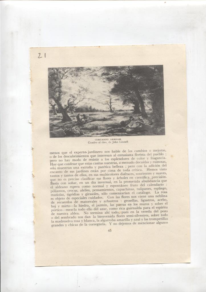 Las aldeas inglesas lamina 21: Cortando arboles cuadro de John Linnell