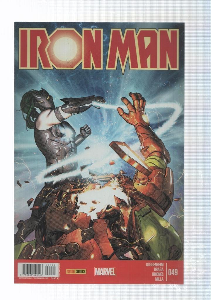 Comic Panini: Iron Man num. 49 año V, feb 2015 - Iron Man vs Latigo partes 3 y 4. Braga, Guggenheim