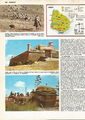 LAMINA MONITOR 0747: Lavalleja, Fortalea del Carro y Monumento a la Diligencia, Ururguay