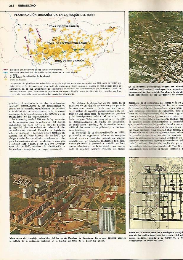 LAMINA MONITOR 0742: Plano urbanistico de la region del Ruhr, vista aerea del barrio de Montbau en Barcelona