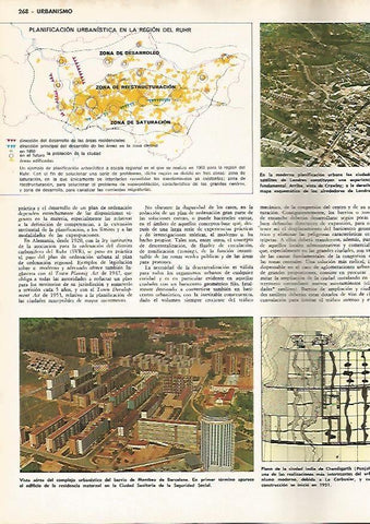 LAMINA MONITOR 0742: Plano urbanistico de la region del Ruhr, vista aerea del barrio de Montbau en Barcelona