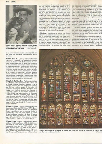 LAMINA MONITOR 0771: Vidriera de la Catedral de Toledo y Gregory Peck en Duelo al sol
