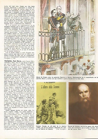 LAMINA MONITOR 0769: Retrato de Verlaine, por Carriere y portada de El arbol de la ciencia