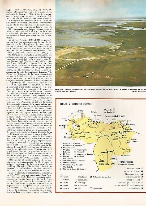 LAMINA MONITOR 0766: Mapa minero de Venezuela y central de Macagna