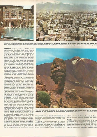 LAMINA MONITOR 0693: Palacio de Golestan y vista de Teheran, Iran. Vista del Teide