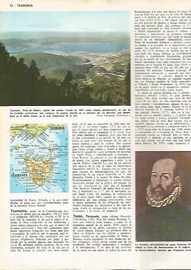 LAMINA MONITOR 0687: Vista de Hobart y mapa de Tasmania