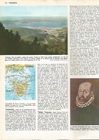LAMINA MONITOR 0687: Vista de Hobart y mapa de Tasmania