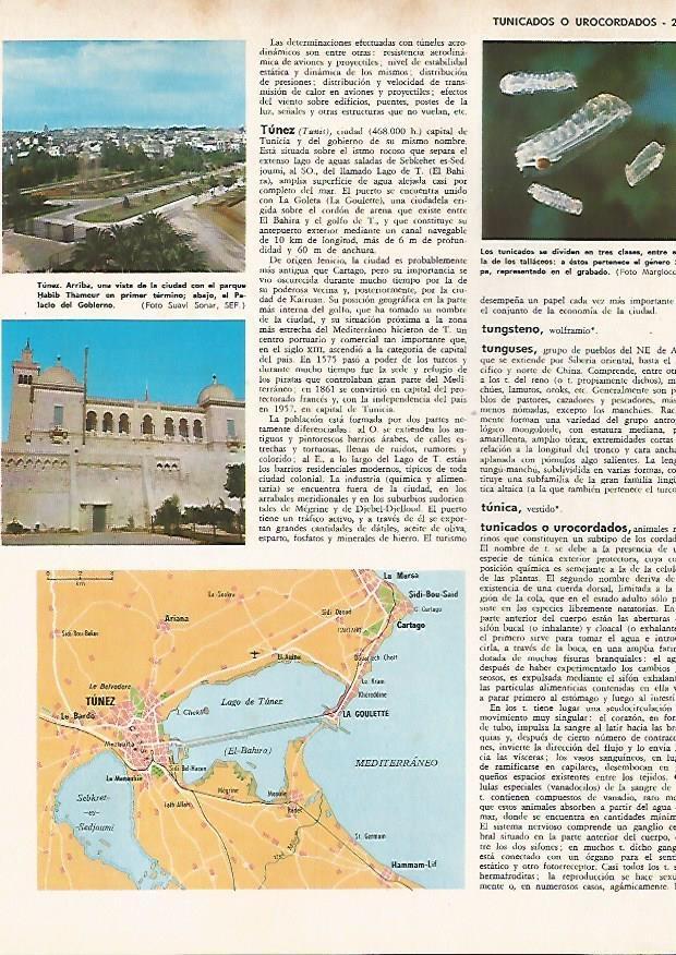 LAMINA MONITOR 0726: Palacio del Gobierno, parque Habib Thameur y plano de Tunez