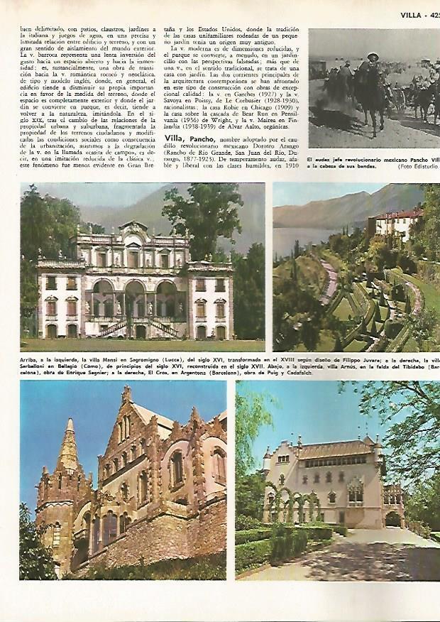 LAMINA MONITOR 0773: Pancho Villa, Villa Mansi en Lucca, Villa Serbelloni en Como, Villa Arnus en Barcelona y El Cros de Argentona